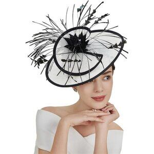 Fascinators Hair Clip Kentucky Tea Party Black/White